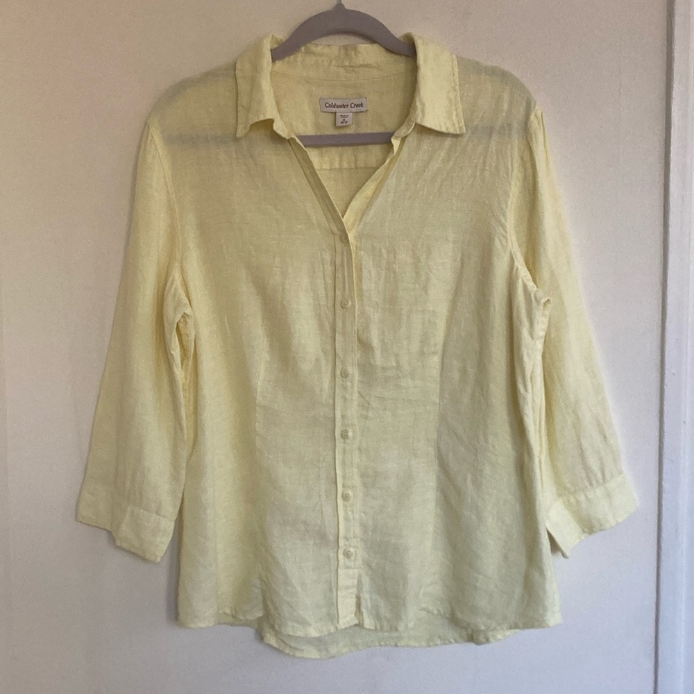 Coldwater Creek Womens Linen Blouse Size 10/12 Lightweight Breathable Lagenlook